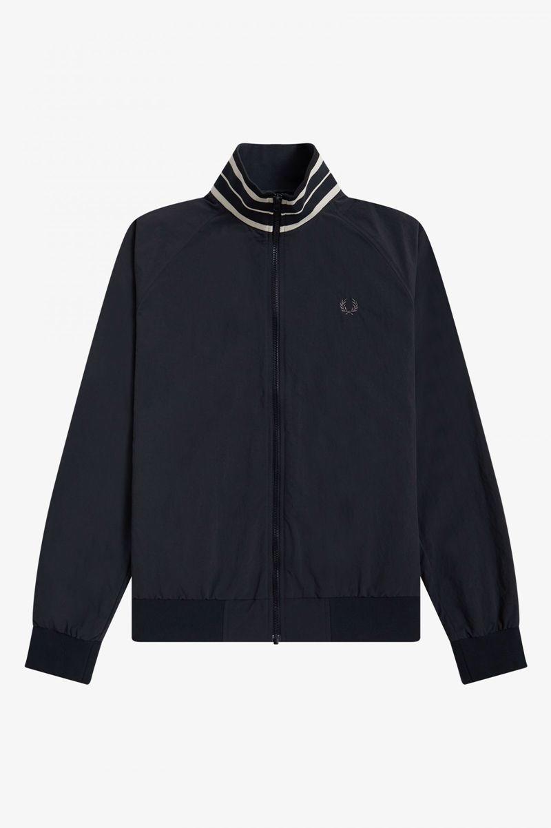 Navy Fred Perry Striped Collar Track Men's Jackets | PH 1252SGLO